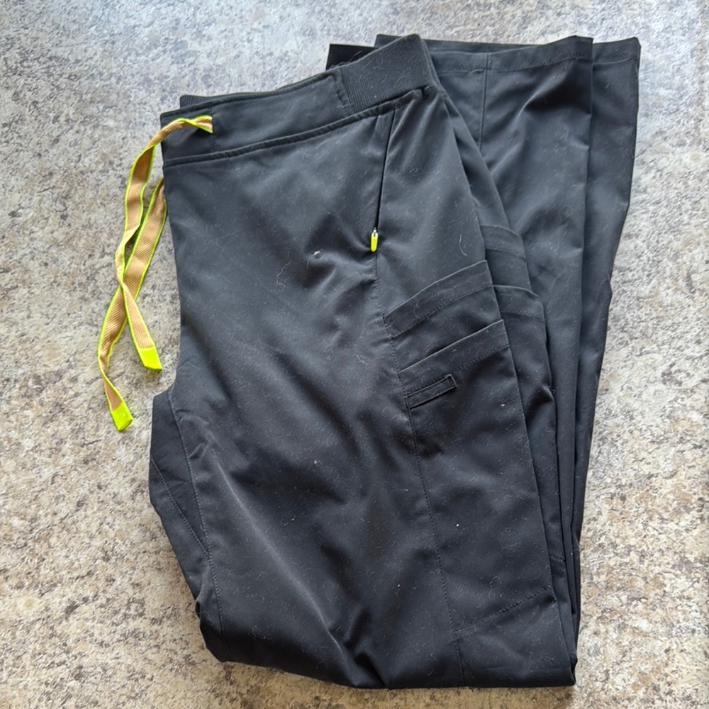 Black Women’s Scrub Pants with Yellow Accents